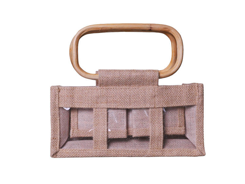 Jute Three Jar Holder, Large 29 × 14 × 10 cm