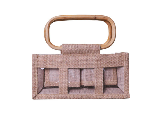 Jute Three Jar Holder, Large 29 × 14 × 10 cm