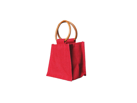 Jute Gift Bag Small, Red 15 × 15 × 12 cm