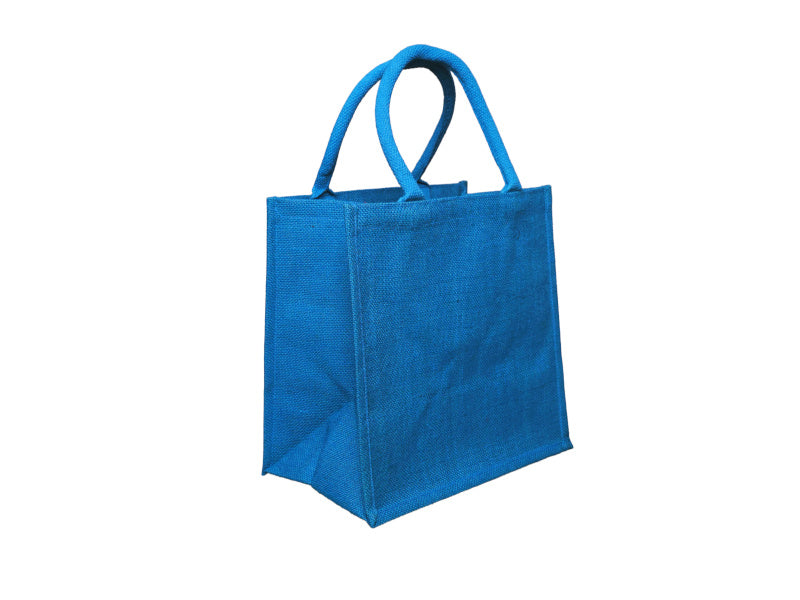 Jute Tote Bag, Medium, Blue 31 × 30 × 20 cm